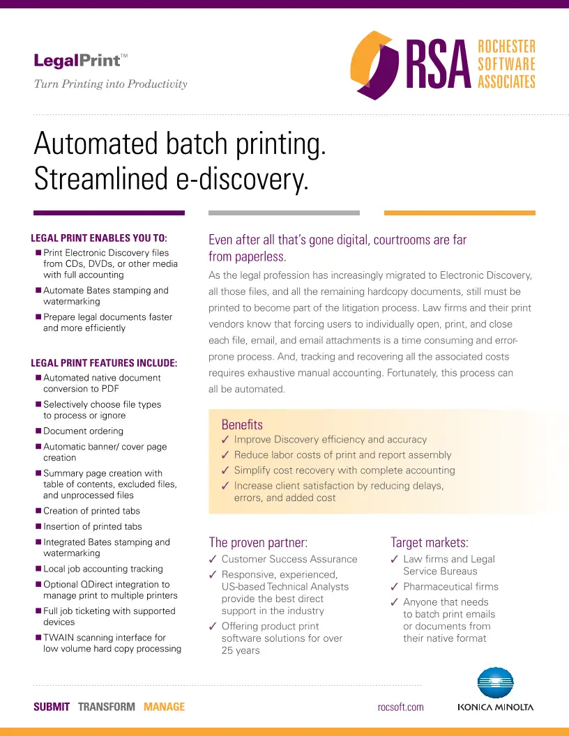 KM, RSA, Legal Print, Konica-Minolta, Integrated Document Technologies